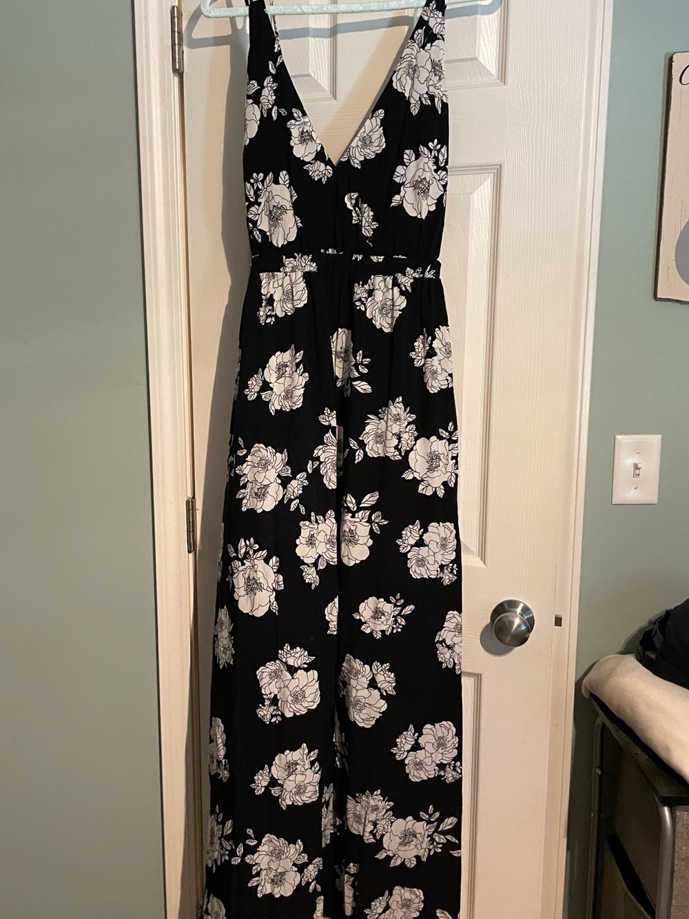 Black Floral Maxi Dress with V-Neck